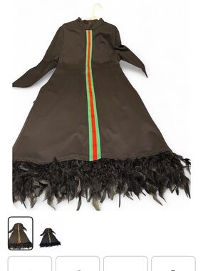 STYLEWE Black Midi Dress with Red and Green Center Stripe